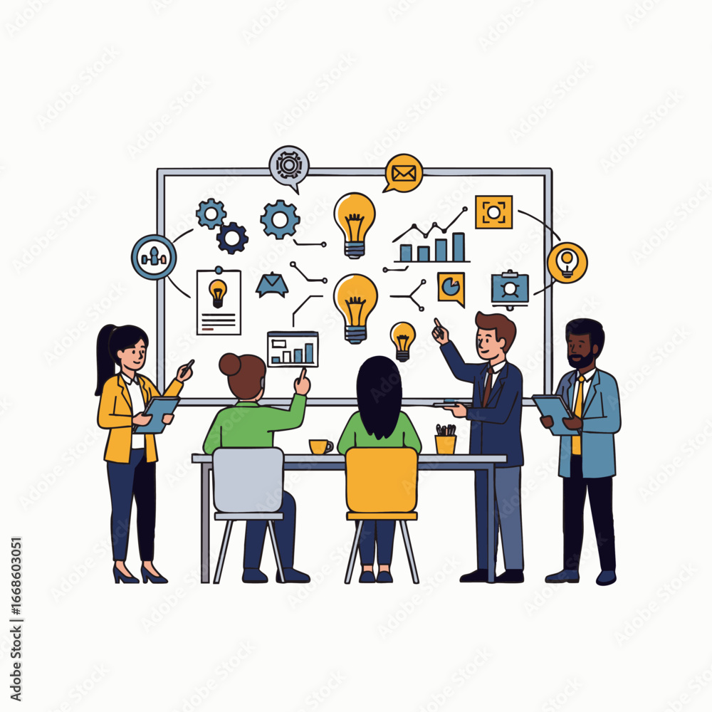 Aufkleber a diverse team of professionals collaborates during a dynamic brainstorming session, developing inno