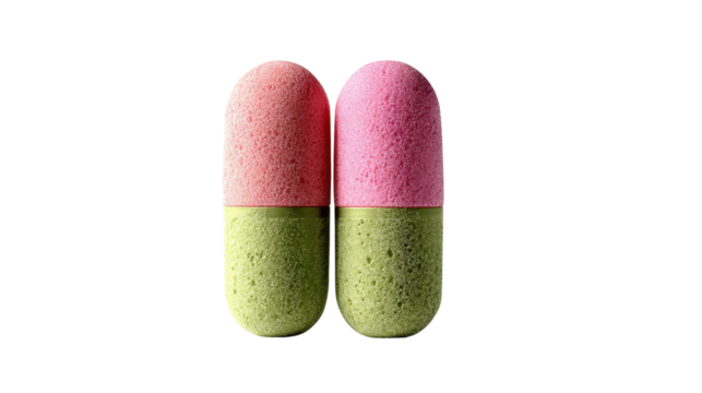 Pair of earplugs placed vertically background isolated on a Transparent background, PNG file.