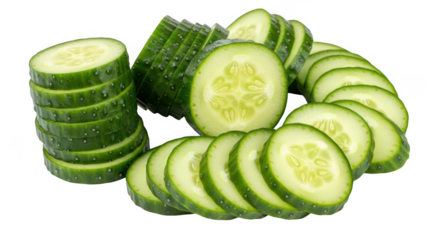 Freshly sliced cucumbers arranged in a circular pattern on a deep black surface