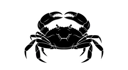 Crab Silhouette: Detailed Black and White Marine Creature Illustration.