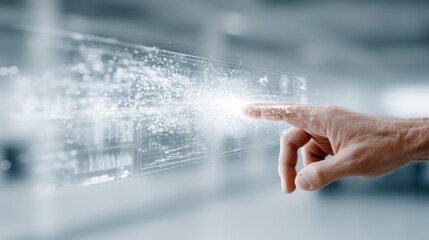 Hand Interacting with Translucent Holographic Data Interface