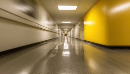Empty hospital hallway, motion blur (1)