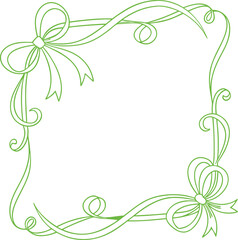 Obraz premium Elegant pastel green ribbon border design with soft swirling flourishes for celebrations white background