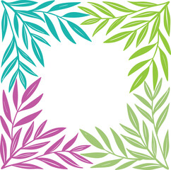 Elegant floral corner frame with gradient colors for decorative design elements white background