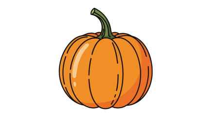 Vibrant Orange Pumpkin with Green Stem Isolated on White Background.