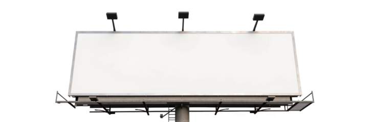 Blank billboard advertising space with sturdy metal frame and three lights on top, ideal for promotional displays