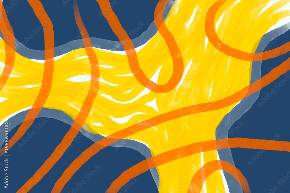 Poster bright abstract artwork featuring flowing lines and vivid colors in a dynamic composition