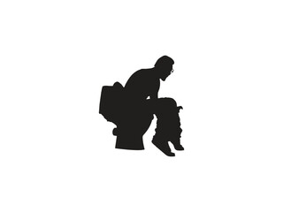 A person in silhouette sitting on a toilet, contemplating thoughts, is a relatable daily life moment.