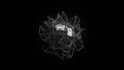 Nano Tech Nanotechnology Nanostructure Molecular Wireframe Spherical Fullerene Buckyball Futuristic Design 3d illustration