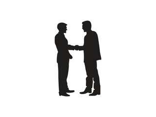 Two professional businessmen shaking hands, symbolizing partnership and successful agreement in a clean, modern business context.