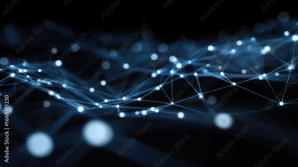 Poster digital network: a digital abstract capturing a network of interconnected nodes and lines. demonstra