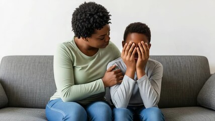 Emotional support during difficult moments between a mother and her son at home