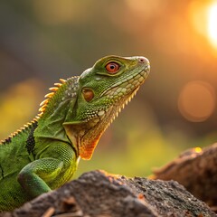 Obraz premium Small Green Iguana Closeup