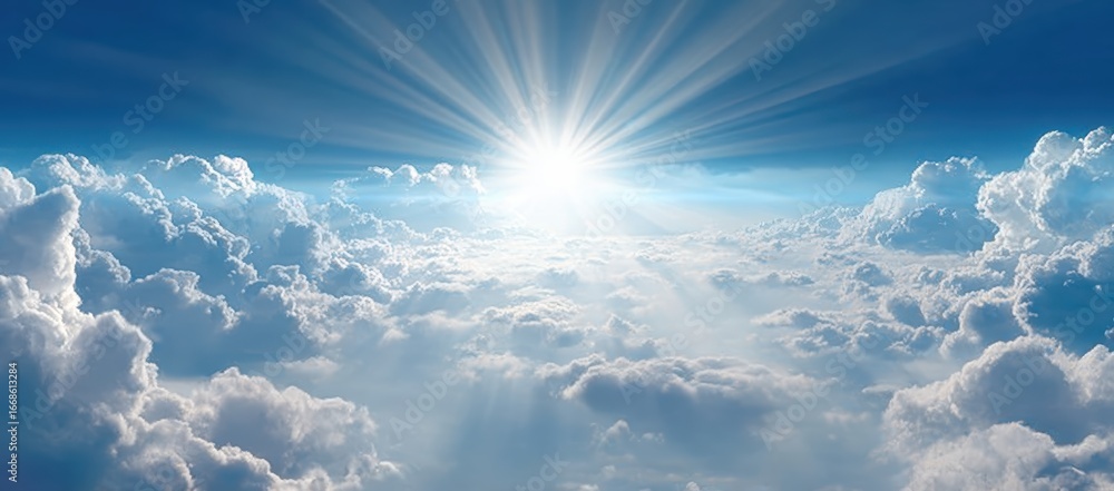 Poster a breathtaking view of vibrant clouds illuminated by the sun, creating a serene and uplifting atmosp