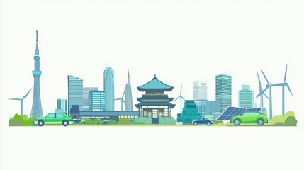 Obraz premium Eco-Friendly City Skyline