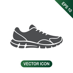 Running Shoe Icon Black Sneaker Symbol, Footwear Silhouette