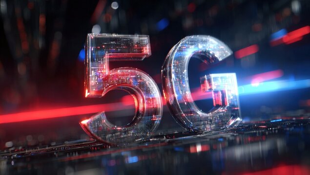 Abstract 5G digital graphic - Powered by Adobe