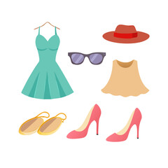 Fashionable womens clothing and accessories set