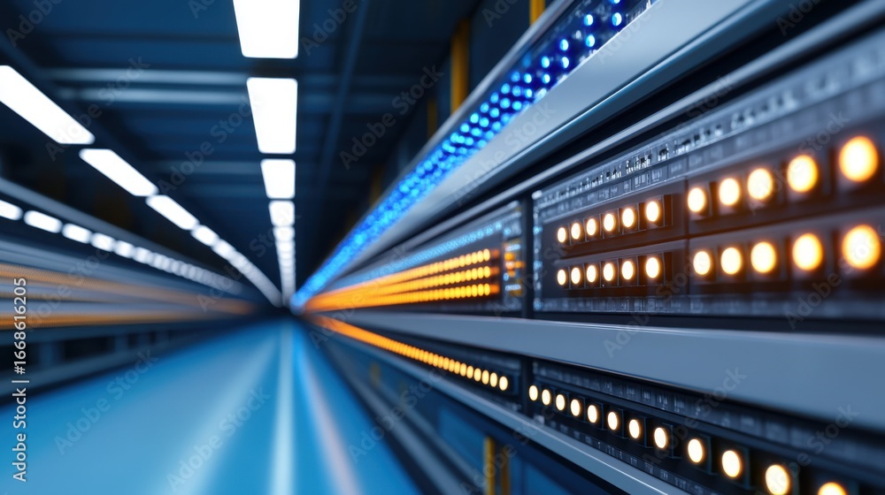 Aufkleber futuristic data center environment with illuminated server racks
