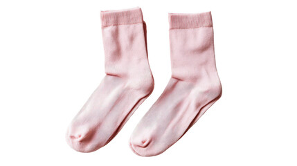 Pair of pastel pink socks rolled up neatly isolated on a Transparent background, PNG file.