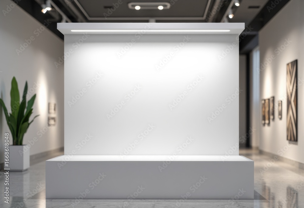 Poster exhibit mount storage rack with plain brackets in a gallery setting