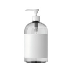 Fototapeta premium Clear plastic pump bottle with white label. Perfect for branding and packaging design.