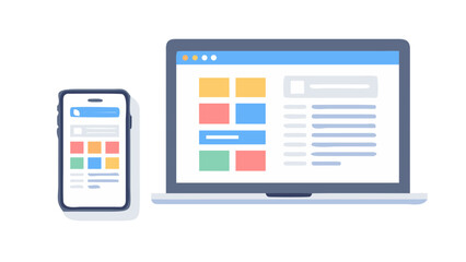 Laptop and smartphone showcasing a website interface, , representing responsive design and digital communication