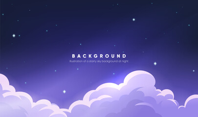Horizontal background illustration of the starry sky at night