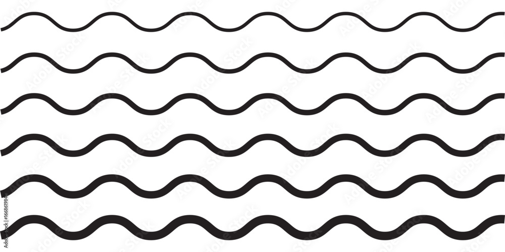 Poster wave line set. vector water waves. wave ornament pattern. set of wavy zigzag lines. wave thin line b