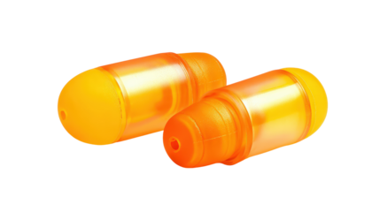 Pair of soft silicone earplugs background isolated on a Transparent background, PNG file.