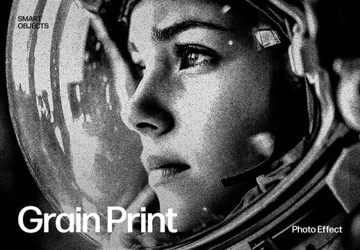 Grain Print Photo Effect Template with Black and White Riso Texture Overlay