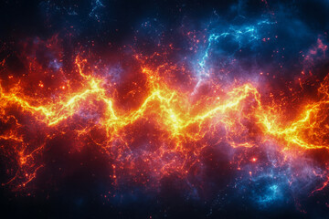 Fototapeta premium Electric colors intertwine in the vastness of space, embodying the energy of the universe as bright hues create a captivating display