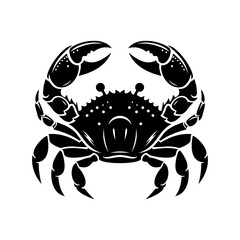 Black Silhouette Crab Vector Illustration with Detailed Claws