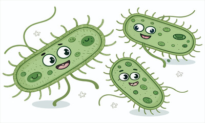 Cute Bacteria And Virus Cartoon Vectors