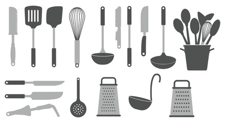 Kitchen Utensils and Tools for Cooking and Food Preparation silhouette