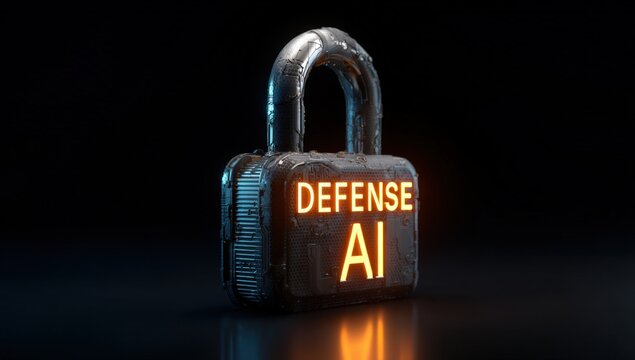 Metallic padlock with glowing text