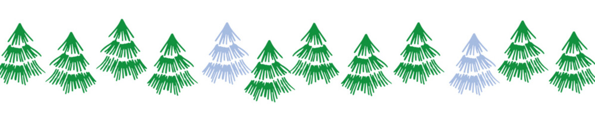 Christmas Tree Border with Winter Forest Decoration