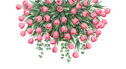 Beautiful pink tulip bouquet, ideal for floral design and decoration projects - Isolated White Background