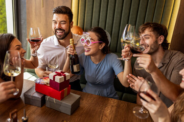 Friends Dancing and Laughing at Birthday Party