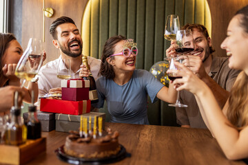 Friends Dancing and Laughing at Birthday Party
