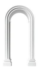 Minimal White Column Arch with Smooth Finish Classical Design on Transparent Background