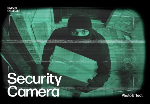 Security Camera CCTV Photo Effect Template & Surveillance Monitor Night Vision Overlay
