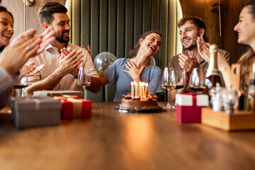 Friends Singing and Celebrating Birthday Together