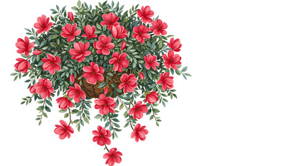 Flowering plant with vibrant pink blossoms for decorative or botanical design - Isolated White Background