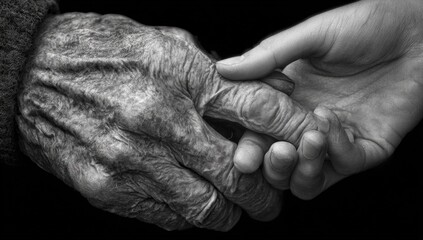 Fototapeta premium Two hands clasped in quiet empathy