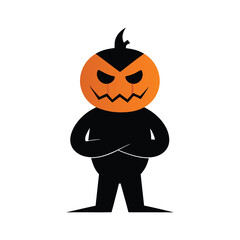 Grumpy Pumpkin Frowning At Happy One