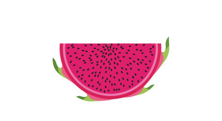 Vibrant Slice of Dragon Fruit Showing Pink Flesh and Black Seeds.