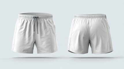 Short de sport blanc avec bandes perforées présenté sous deux angles