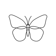 Butterfly line vector isolated cute cartoon template