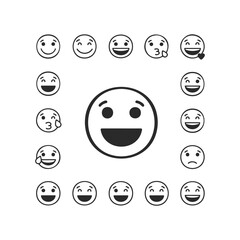 Fototapeta premium Smiley emojis collection showcasing various expressions